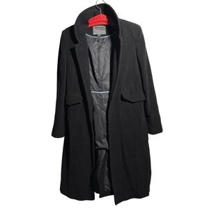 Bitten Sarah Jessica Parker Black Wool Blend‎ Long Coat Womens M Lined SEE